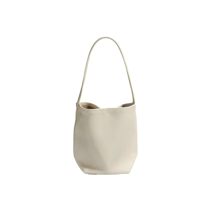 YOCAMU Top Grain Cow Leather Tote Bag, Shopping Bag, Bucket Bag, Shoulder Bag Women's Khaki/Black/White-8