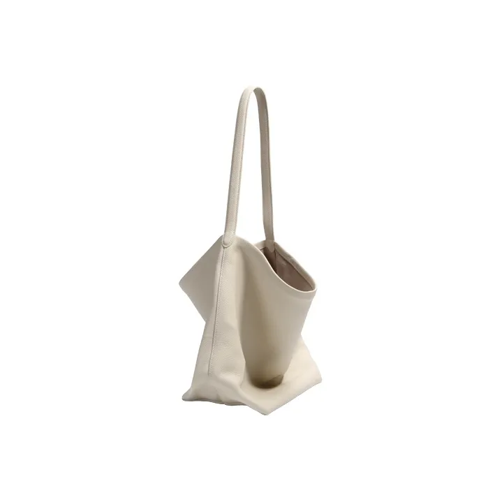 YOCAMU Genuine Leather Tote Bag Shopping Bag Bucket Bag Shoulder Bag Large Size Women's Black Khaki White-18