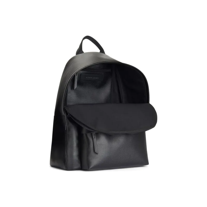 Giuseppe Zanotti/GZ Leather Backpack Men's Imitation Carbon Fiber Black-3