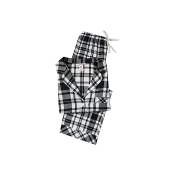 Victoria's Secret Pajama Set Women's Black White Plaid