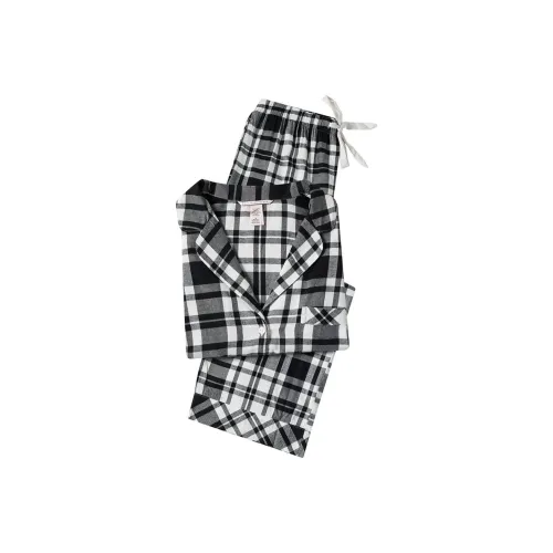 Victoria's Secret Pajama Set Women's Black White Plaid