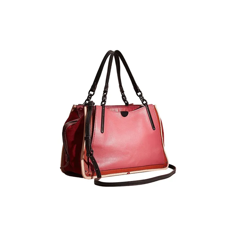 COACH Dreamer Embossed Leather Suede Shoulder Bag Handbag Shoulder Bag Crossbody Bag Large Size Women's Asphalt Gray-1