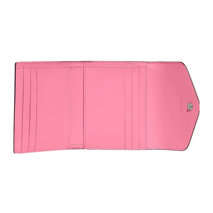 COACH Wyn Cross-Stitch Leather Card Holder Wallet Small Size Women's Pink-2