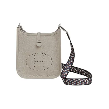 HERMES Evelyne Clemence Bullock Leather Shoulder Bag Crossbody Bag Mini Women's Glacier White