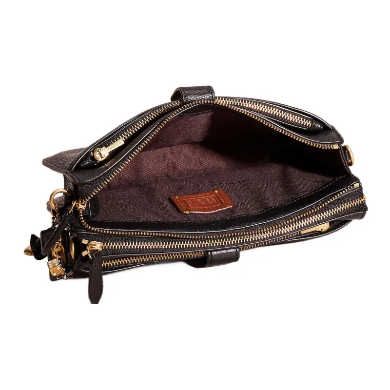 COACH Noa Pop Up Polished Pebbled Leather Crossbody Bag, Shoulder Bag Trumpets Women's Black-2