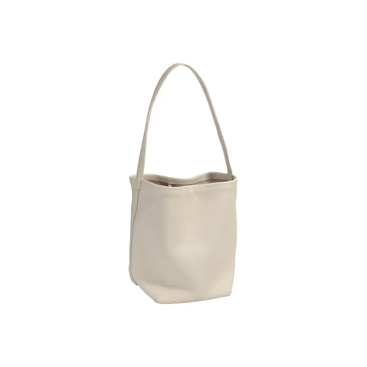 YOCAMU Top Grain Cow Leather Tote Bag, Shopping Bag, Bucket Bag, Shoulder Bag Women's Khaki/Black/White-10