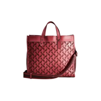 COACH Field Calfskin Suede Tote Bag Shopping Bag Shoulder Bag Crossbody Bag Handbag Large Size Women's Rogue Red