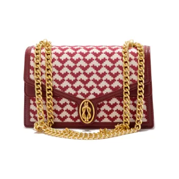 GXFMOD Cow Leather Evening Party Bag Shoulder Bag Crossbody Bag Medium Size Women's Red