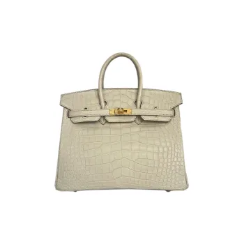HERMES Birkin Crocodile Leather Handbag Regular Women's 8L Beton Concrete Gray