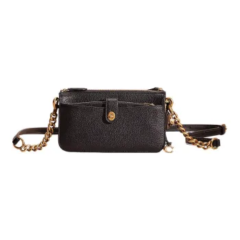 COACH Noa Pop Up Polished Pebbled Leather Crossbody Bag, Shoulder Bag Trumpets Women's Black