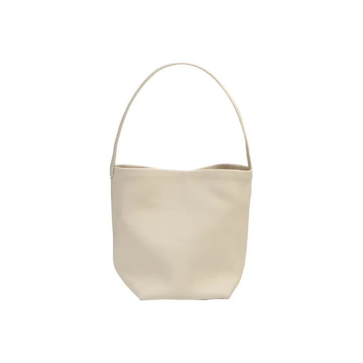 YOCAMU Top Grain Cow Leather Tote Bag, Shopping Bag, Bucket Bag, Shoulder Bag Women's Khaki/Black/White-9