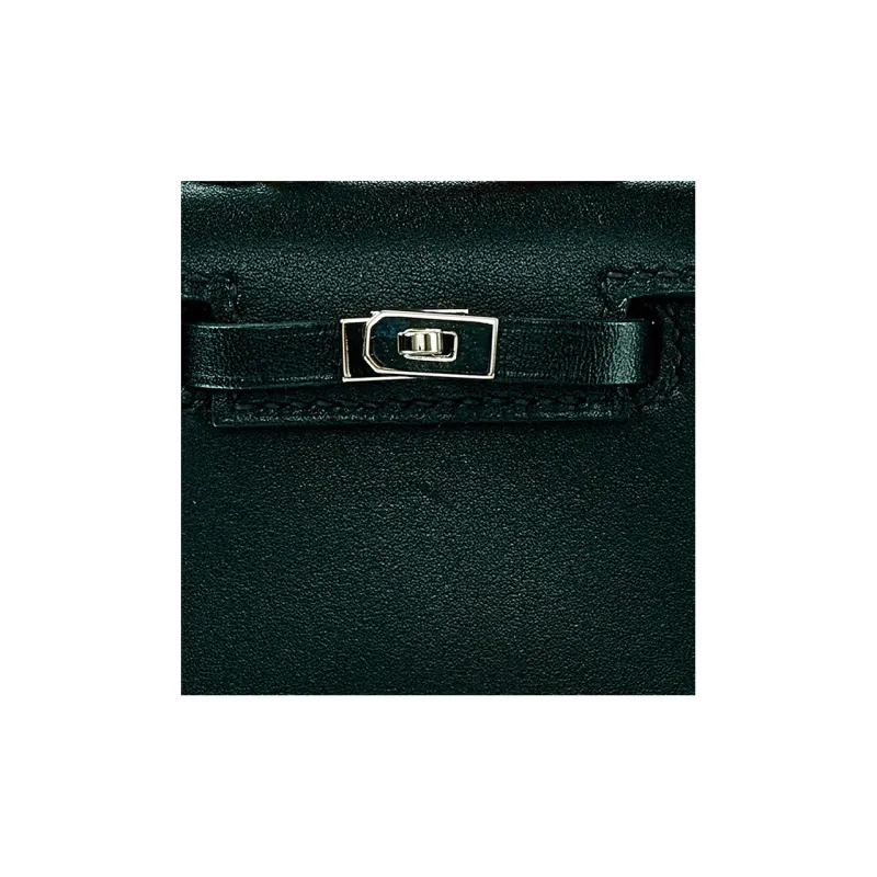 HERMES Kelly Twilly Tadlakt Leather With Silk Accents Pendant Bag Accessory Women's Noir Black-3