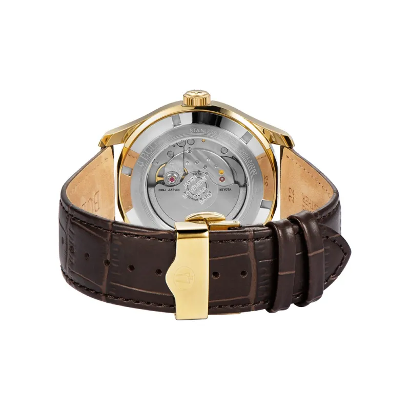 BULOVA Wrist Watch Mechanical Movement Leather Strap Silver Dial Men's Watches-2