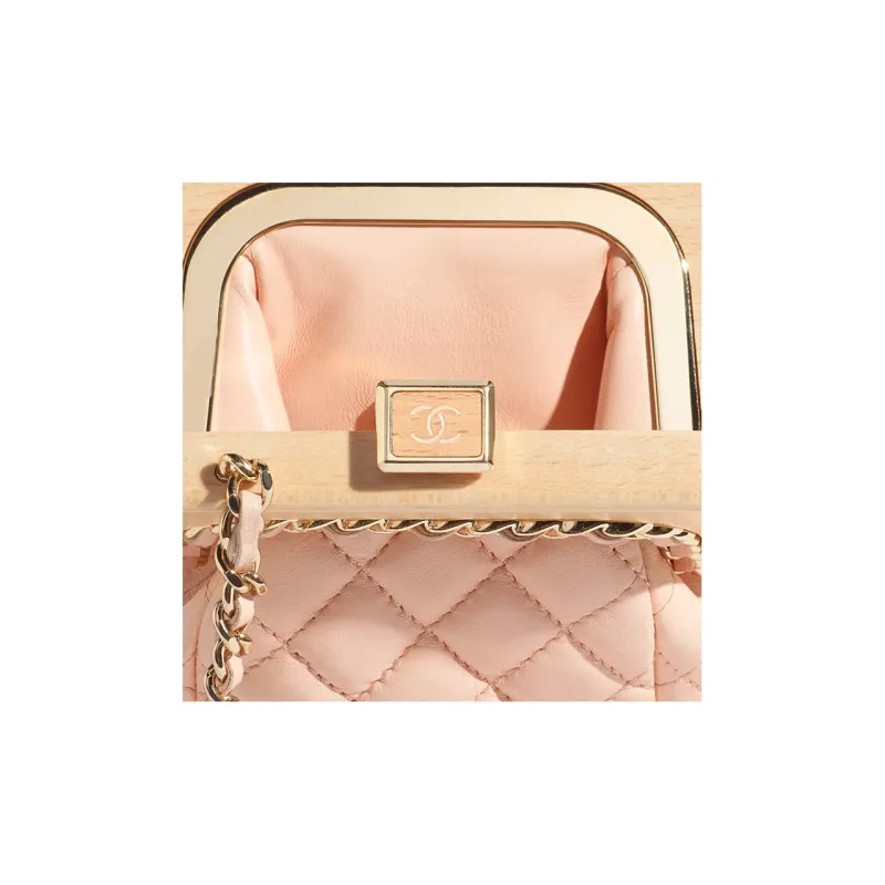CHANEL Lambskin One Shoulder Crossbody Clutch Trumpets Women's Beige-2