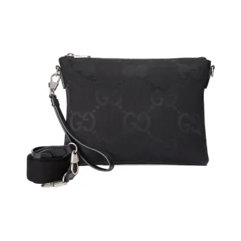 GUCCI Canvas Messenger Bag Shoulder Bag Crossbody Bag Medium Size Men's Black