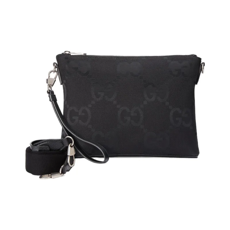 GUCCI Canvas Messenger Bag, Shoulder Bag, Crossbody Bag Medium Size Men's Black-0
