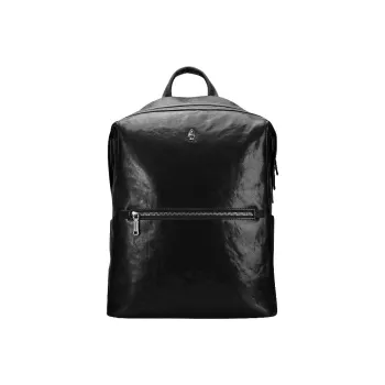 Hush Puppies Vegetable Tanned Top Grain Cow Leather Backpack Large Size Men's Black