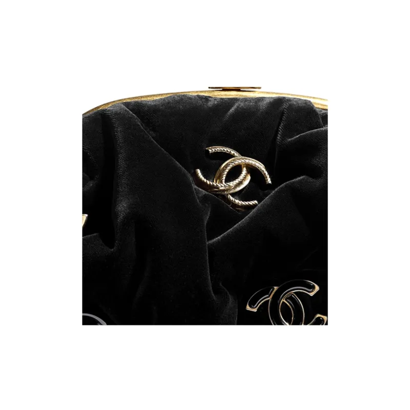 CHANEL Velvet Chain Bag, Cloud Bag, Dumpling Bag, Clutch Women's Black-3