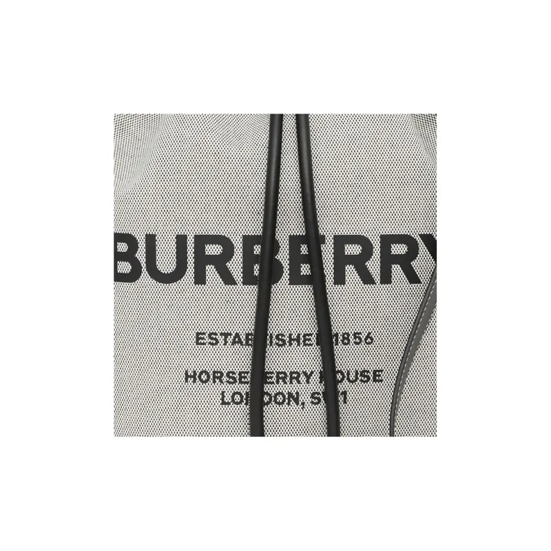 Burberry Fabric With Leather Bucket Bag Handbag Shoulder Bag Crossbody Bag Men's Gray/Black-5