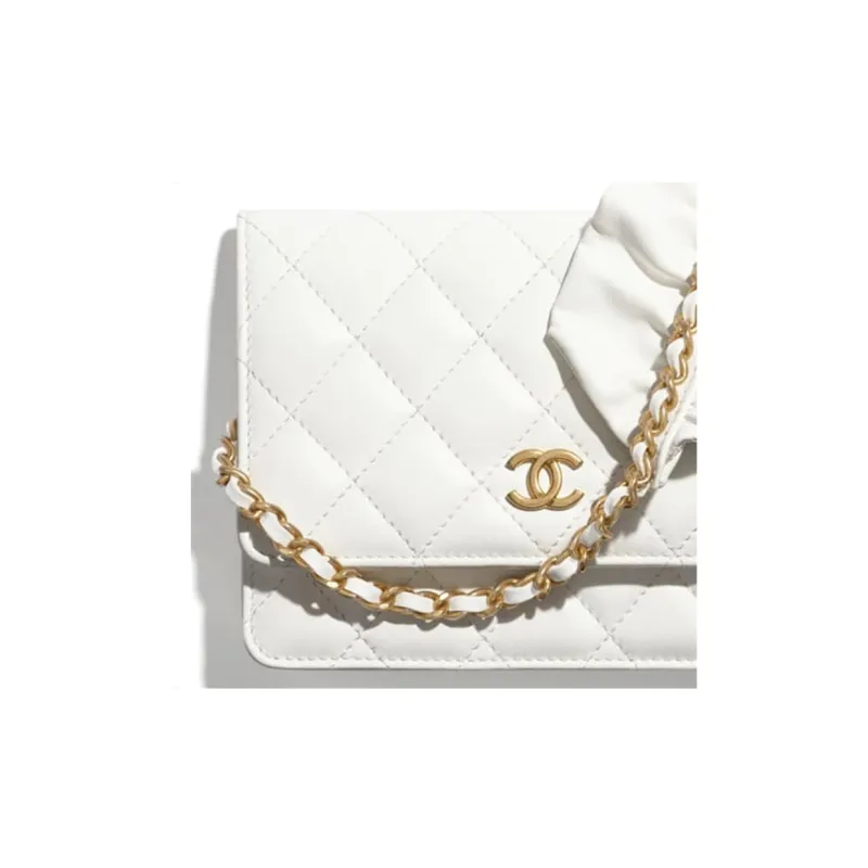 CHANEL WOC Lambskin Shoulder Bag, Fanny Pack, Card Holder, Wallet Women's White-4