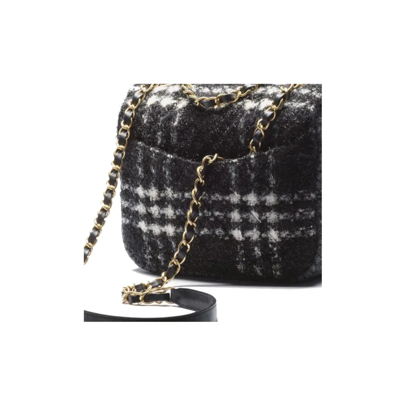 CHANEL 22K Autumn And Winter Wool Twill Soft Woolen Flap Bag, Shoulder Bag, Crossbody Bag Trumpets Women's Black-2