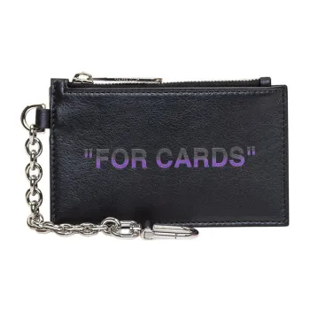 OFF-WHITE Card Case Quote Key Ring Black/Violet