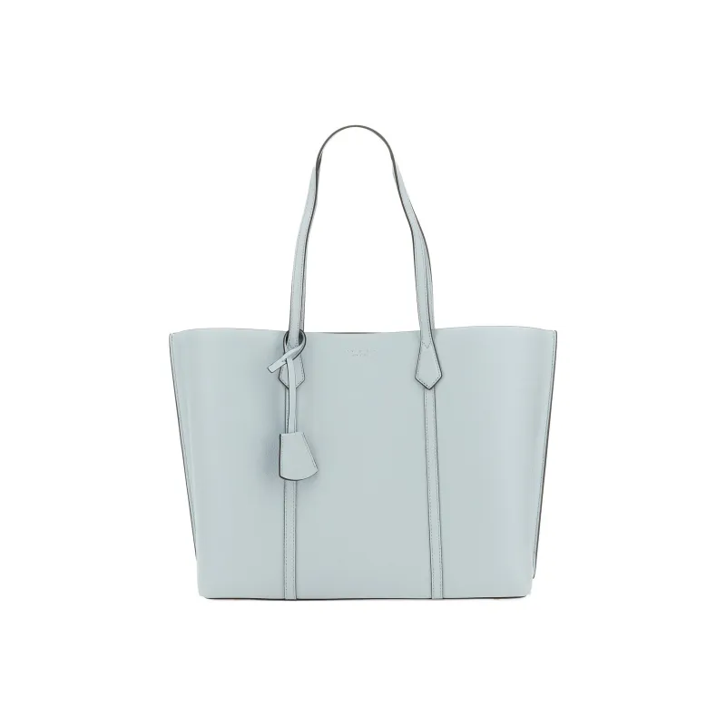 TORY BURCH Perry Leather Tote Bag, Shopping Bag, Shoulder Bag, Handbag Large Size Women's Light Blue-0