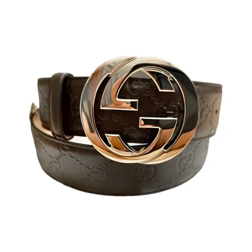 GUCCI Leather Belts Men Brown