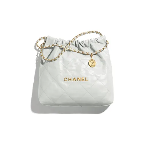 CHANEL 22Bag Cow Leather Trash Bag Tote Bag Shopping Bag Handbag Shoulder Bag Women's Light Blue