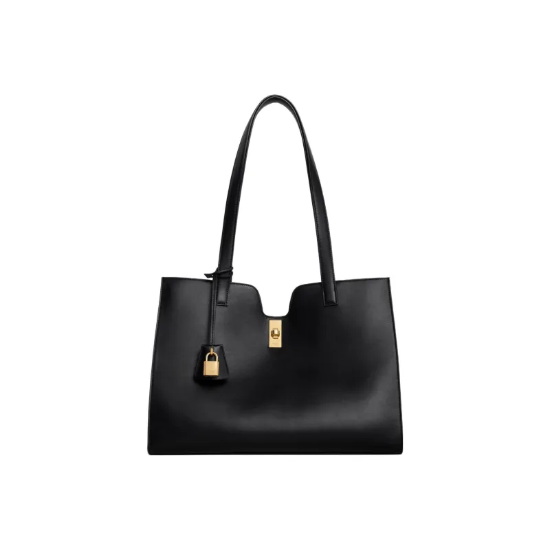 CELINE Cabas Smooth Cow Leather One Shoulder Handbag Regular Women's Black-3