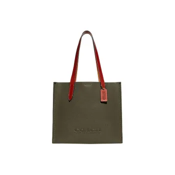 COACH Cow Leather Tote Bag, Shopping Bag, Shoulder Bag, Handbag Tubas Men's Dark Green