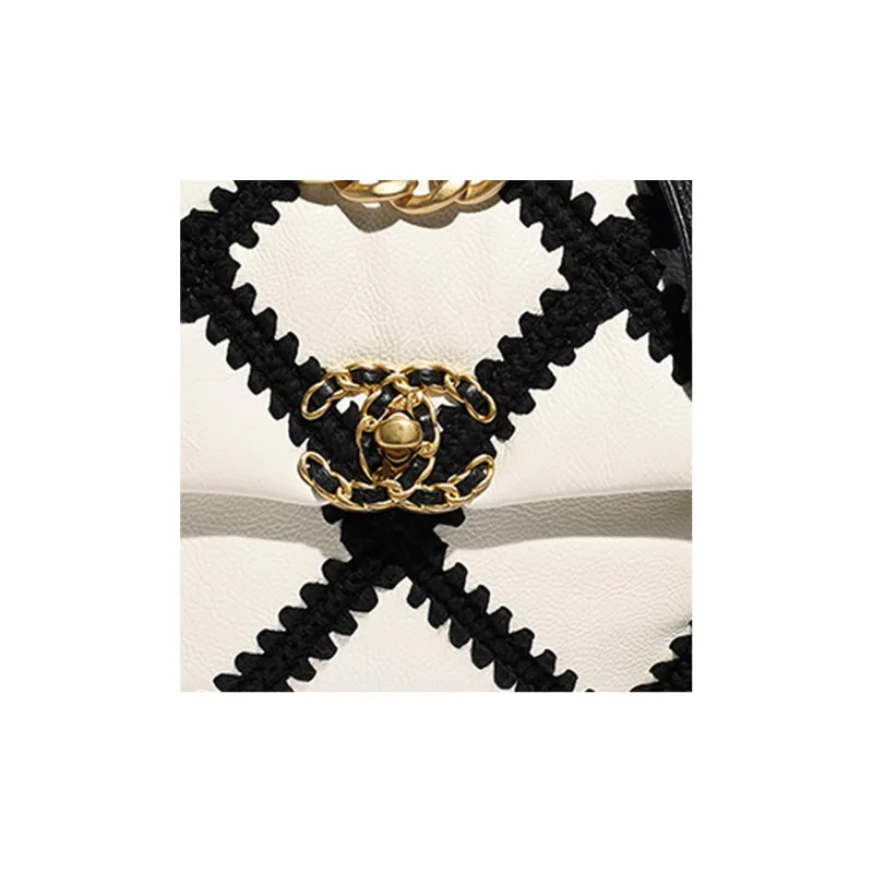 CHANEL 19Bag Calfskin Flap Bag, Shoulder Bag, Crossbody Bag Trumpets Women's Black White-3