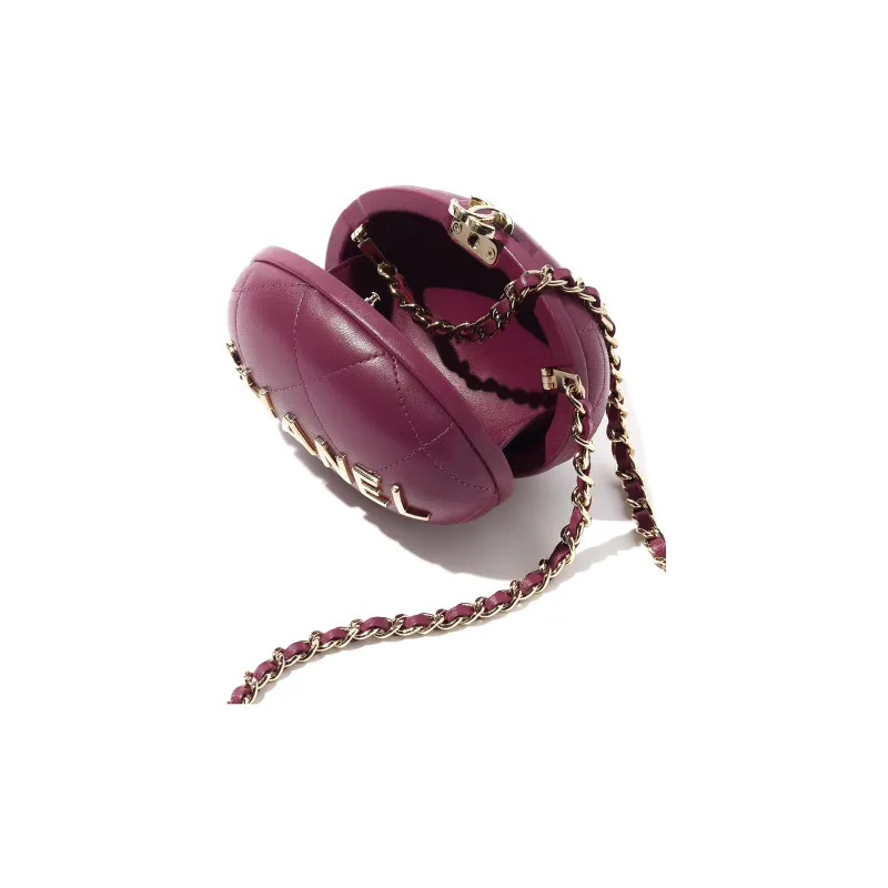 CHANEL Lambskin Clutch Women's Dark Purple-1