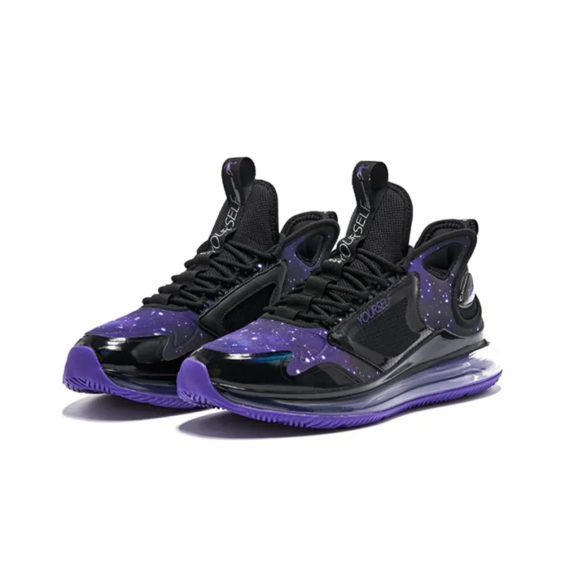 QIAODAN Slip Resistant, Abrasion Resistant, Lightweight Mid Top Running Shoes Men's Black Purple-2