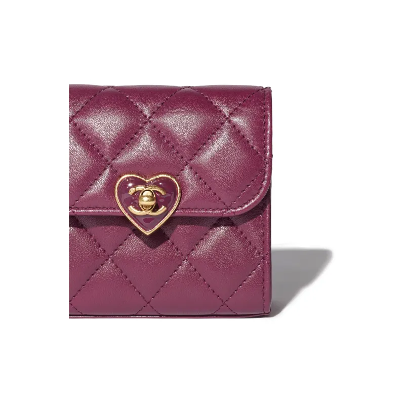 CHANEL Lambskin With Vinyl Leather One Shoulder Crossbody Clutch Women's Dark Purple-3