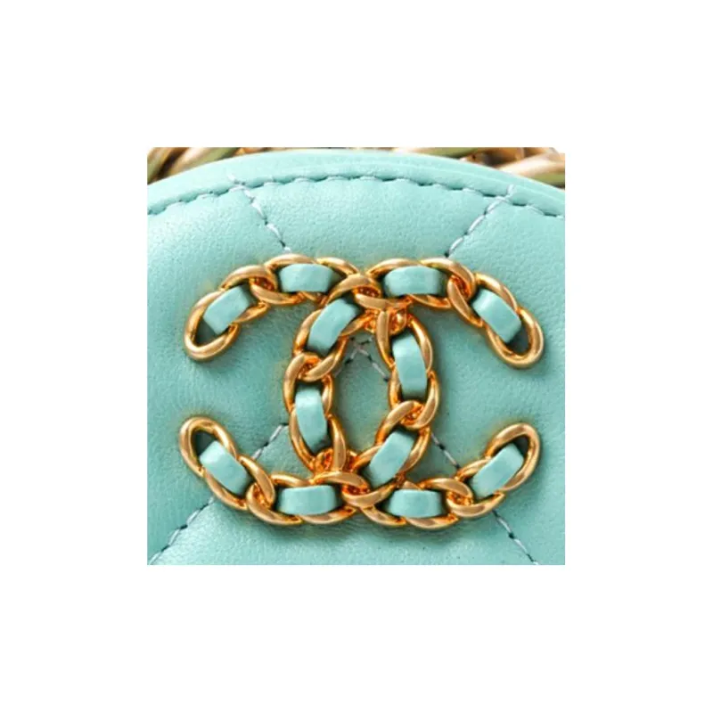 CHANEL 19Bag Lambskin Round Bag, Evening Party Bag, Handheld Shoulder Bag, Crossbody Bag Women's Mint Green-4