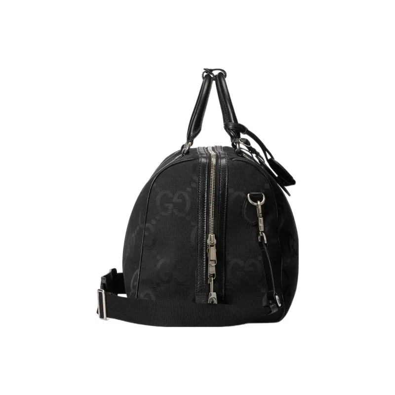 GUCCI Canvas One Shoulder Crossbody Portable Canvas Bag, Travel Bag Trumpets Men's Black-4