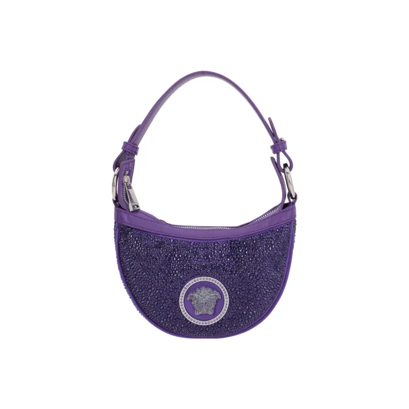 VERSACE La Medusa Satin Fabric One Shoulder Handbags Women's Purple-0