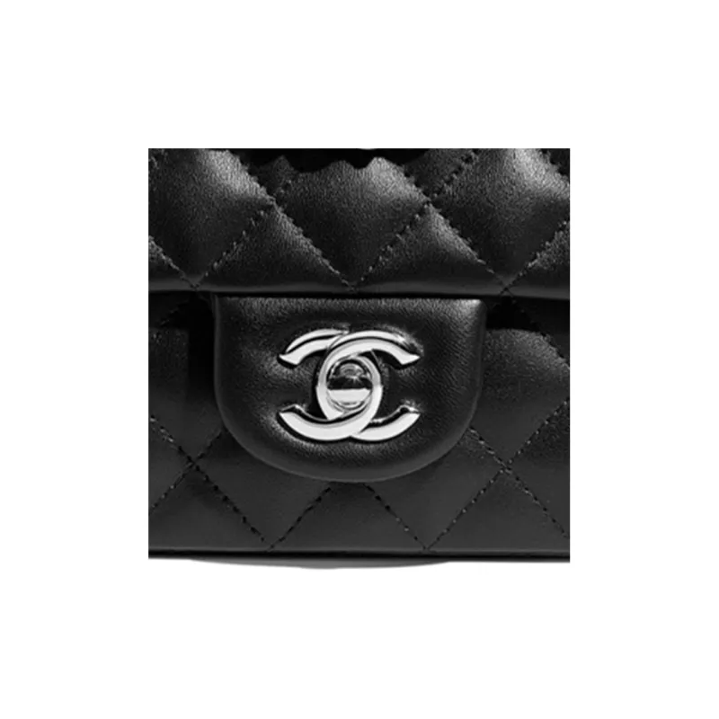 CHANEL Sheepskin Flap Bag, Shoulder Bag, Crossbody Bag Mini Women's Black-5
