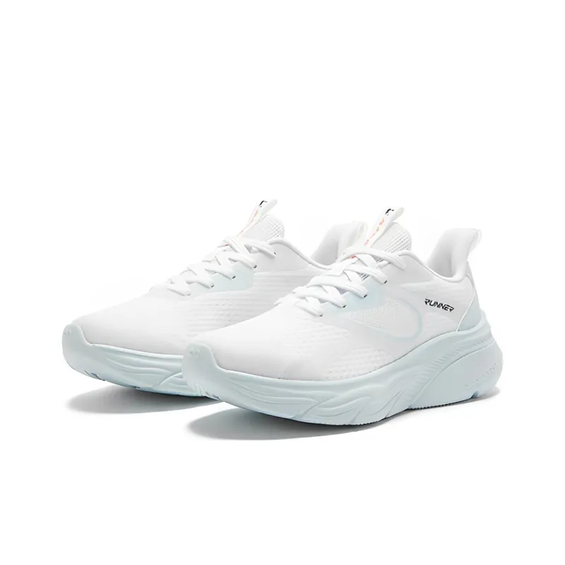 QIAODAN Cushioning, Slip Resistant, And Abrasion Resistant Low Top Running Shoes Women's White Blue-1