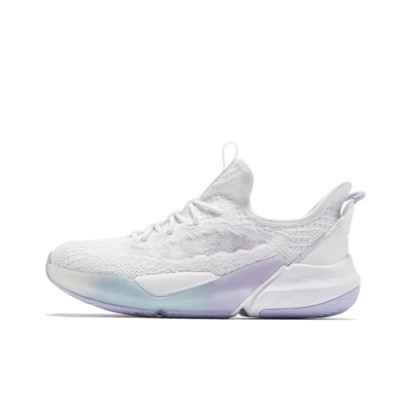 QIAODAN Anti Slip Wear Resistant Low Top Running Shoes Women's White Purple-0