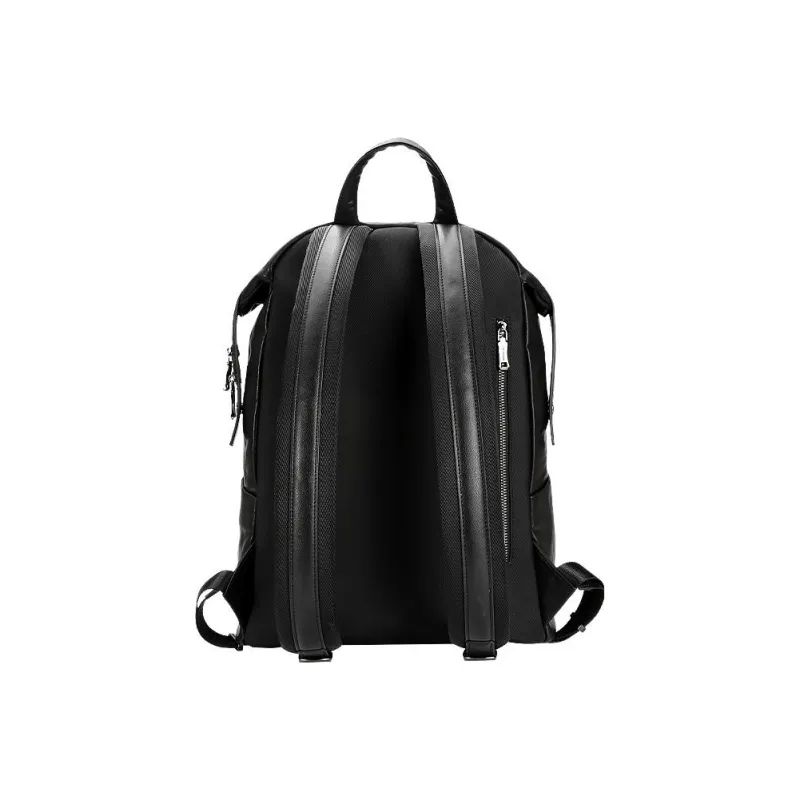 Hush Puppies Vegetable Tanned Top Grain Cow Leather Backpack Large Size Men's Black-2