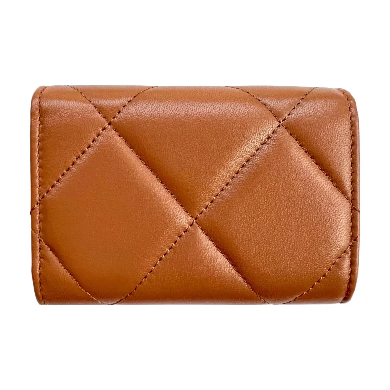 CHANEL 19Bag Lambskin Wallet Trumpets Women's Brown-1
