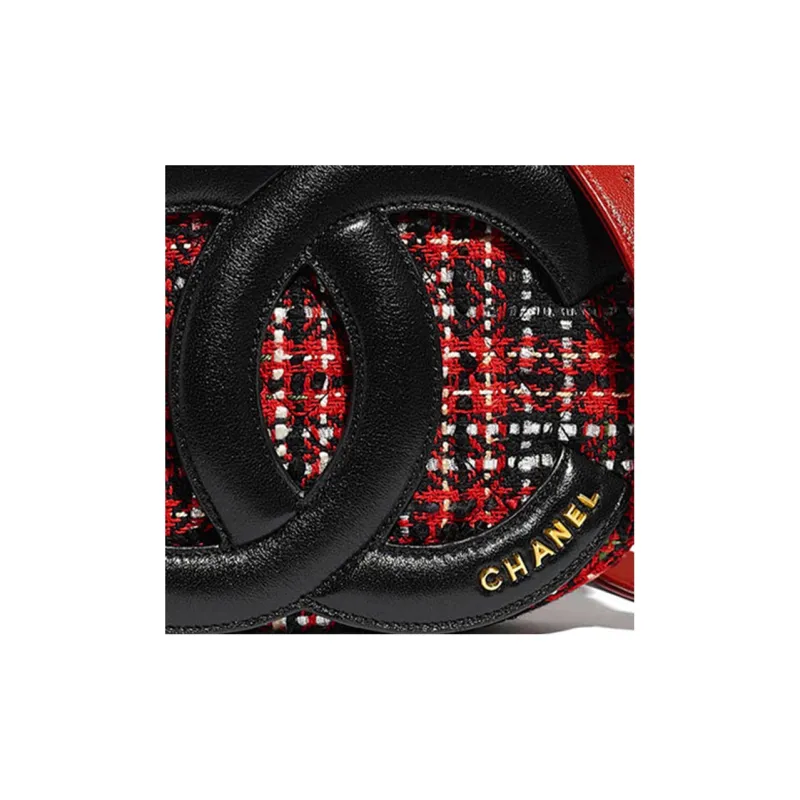 CHANEL Tweed Lambskin One Shoulder Crossbody Fanny Pack Women's Multicolor-4