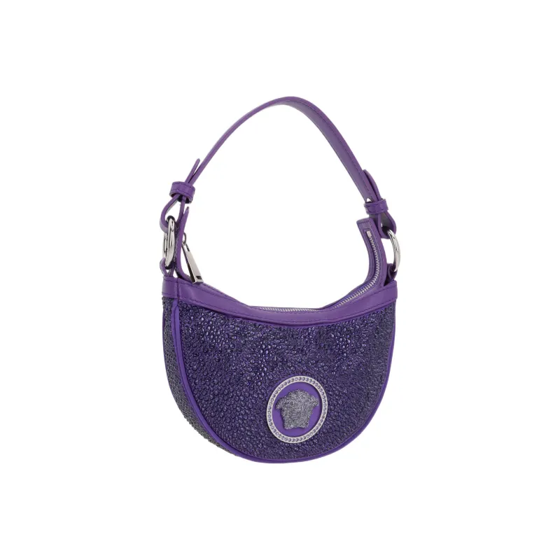 VERSACE La Medusa Satin Fabric One Shoulder Handbags Women's Purple-1