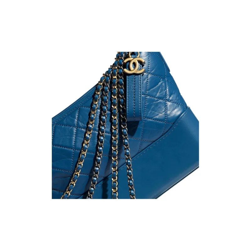 CHANEL Gabrielle Smooth Oiled Calfskin Hobo Bag, Handbag, Shoulder Bag, Crossbody Bag Medium Size Unisex Blue-3