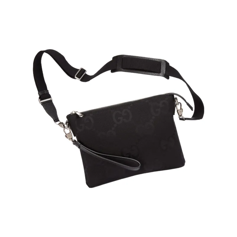 GUCCI Canvas Messenger Bag, Shoulder Bag, Crossbody Bag Medium Size Men's Black-2