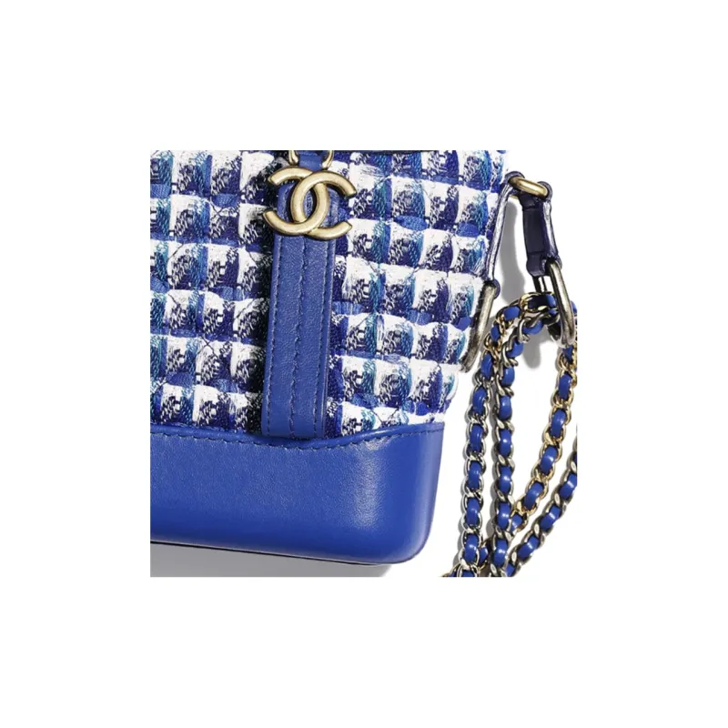 CHANEL Gabrielle Canvas With Leather Handbag, Shoulder Bag, Crossbody Bag Trumpets Women's Blue White Silver-2