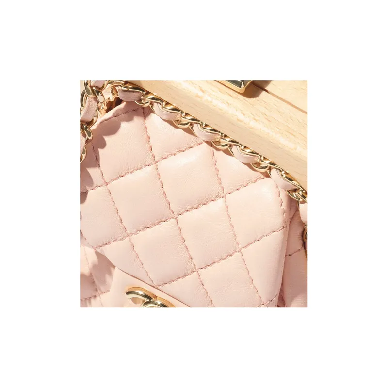 CHANEL Lambskin One Shoulder Crossbody Clutch Trumpets Women's Beige-3