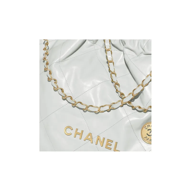 CHANEL 22Bag Cow Leather Trash Bag, Tote Bag, Shopping Bag, Handbag, Shoulder Bag Women's Light Blue-2